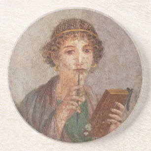 Romersk konst Pompeji Sapfo Flicka med stylus anti Underlägg