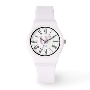 Romersk numerisk design med initial- och Namn-beva Armbandsur