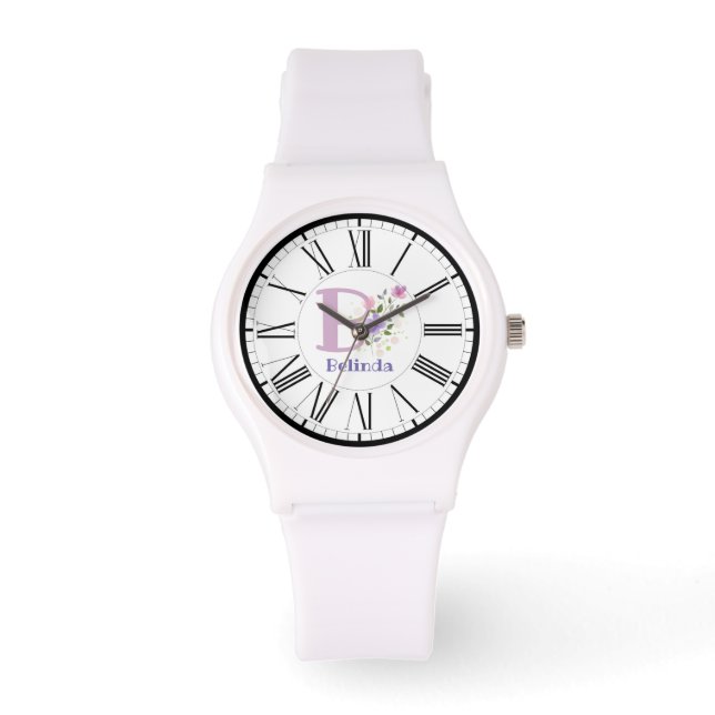 Romersk sifferdesign med initial och namn Belinda Armbandsur (Framsida)
