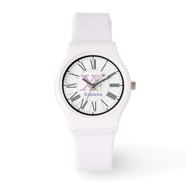 Romersk sifferdesign med initial och namn Xaviera Armbandsur (Framsida)