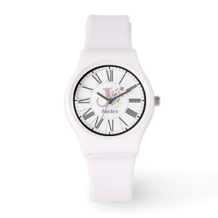 Romersk sifferdesign med initial och namnklocka armbandsur