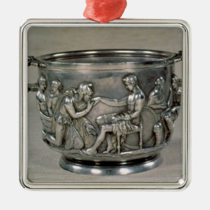 Romersk silver-gilt som dricker koppen julgransprydnad metall