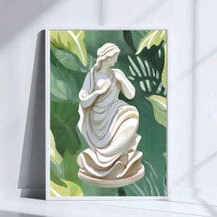 Romersk staty Akvarell botanisk målning Poster