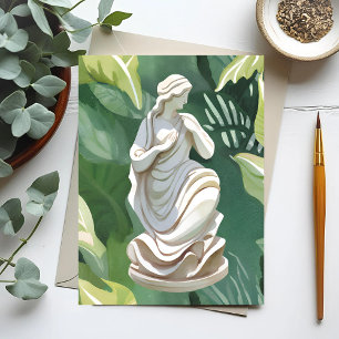 Romersk staty Akvarell Botanisk målning Vykort
