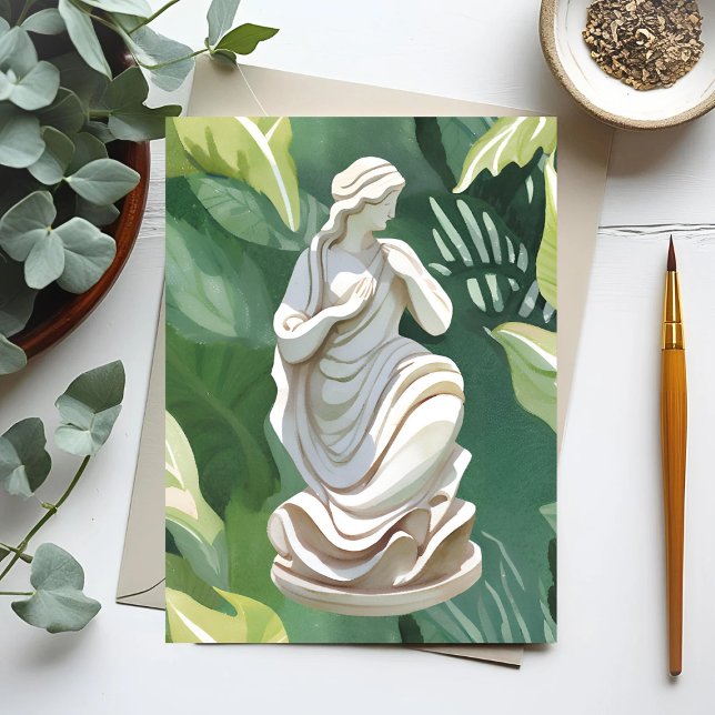 Romersk staty | Akvarell Botanisk målning Vykort (Skapare uppladdad)