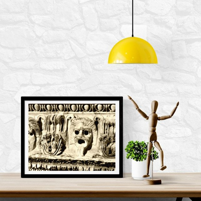 Romersk stone Carved Drama Ansikte Photo Print Fototryck (Skapare uppladdad)