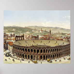 Romerska Amphitheater, Verona, graverad av Poster