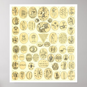 Romerska amulets - gravar från Abraxas Gemstones Poster