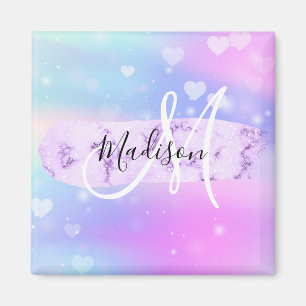 Romerska enhörningsmonogram för Unicorn Rainbow Magnet