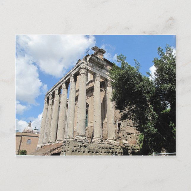 Romerska forum - Antoninus tempel Vykort (Framsida)