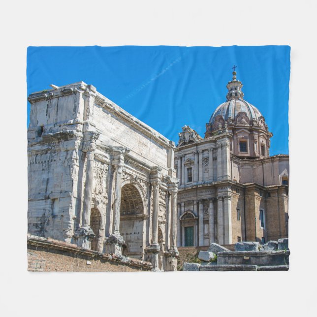 Romerska forumets ruiner i Rom, Italien Fleecefilt (Framsidan (Horisontell))