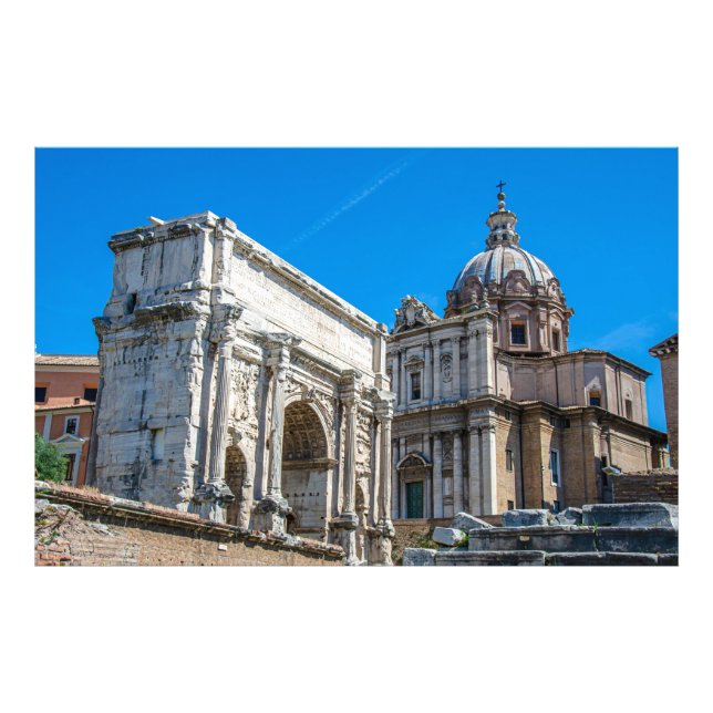 Romerska forumets ruiner i Rom, Italien Fototryck (Framsidan)