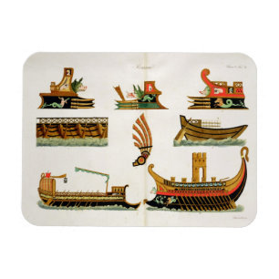 Romerska frakter med specificerar av figureheads, magnet
