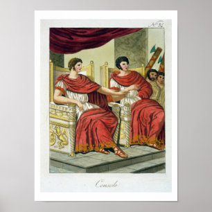 Romerska konsuler, från "L'Antica Roma", 1825 Poster
