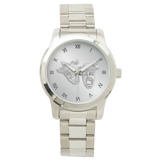 Romerska sifferuppgifter för Comedy och Tragedy Si Armbandsur (Framsida)