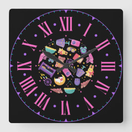 Romerska siffror för figurer och ikoner i baby fyrkantig klocka