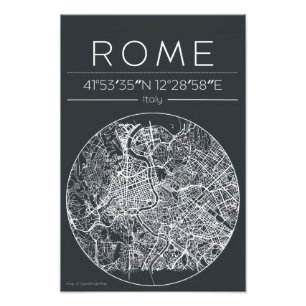 Romerskt cirkulärt stadskartor Poster Minimal Urba