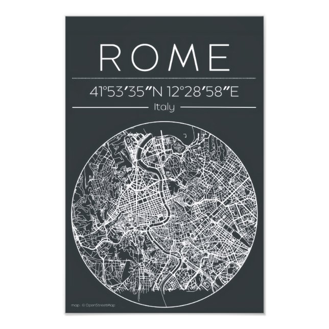 Romerskt cirkulärt stadskartor Poster Minimal Urba (Framsidan)