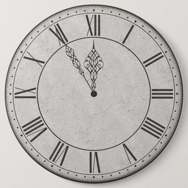 Romerskt siffer- tar tid på ansikte B&W Knapp (Framsida)