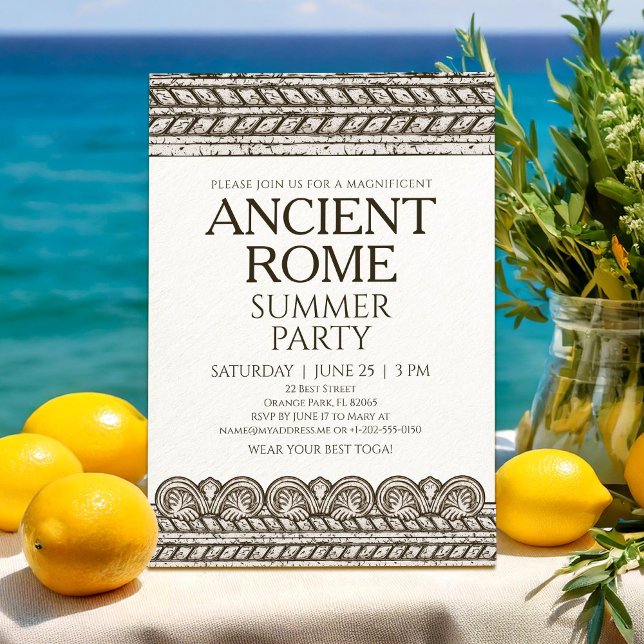 Romerskt toga-fest-inbjudan med sten-element inbjudningar (Skapare uppladdad)