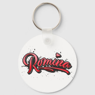 Romina red Heart Graffiti Schlüsselanhänger Nyckelring