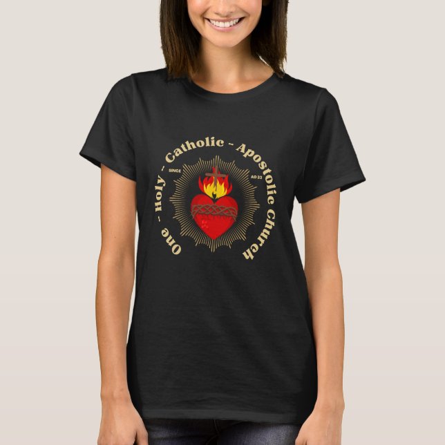 Romkatolska Helig Heart Gift T Shirt (Framsida)