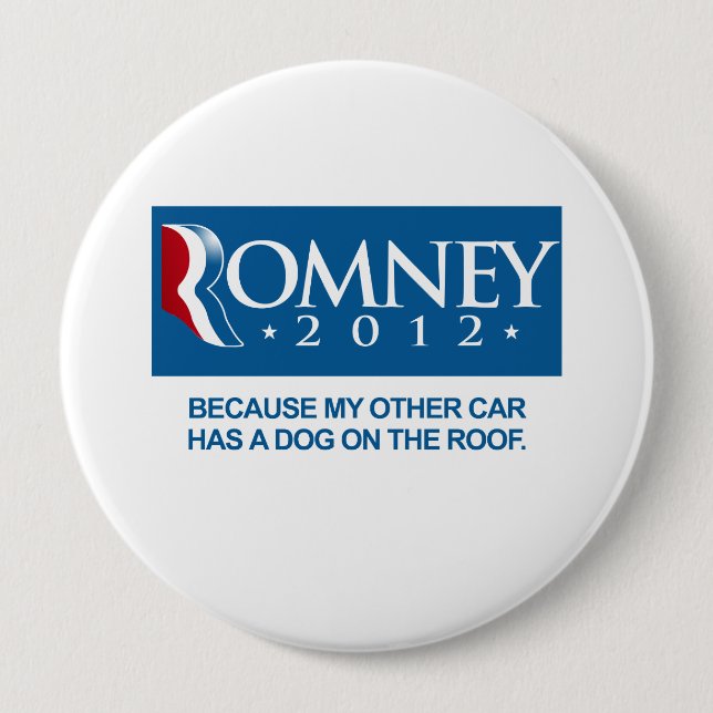 ROMNEY FÖR ATT MIN ANDRA BIL HAR EN HUND PÅ TAKET. KNAPP (Framsida)