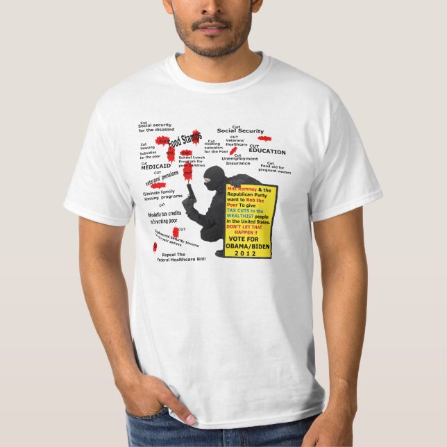 Romney rånar den fattiga ge till den rika T-tröja Tee Shirt (Framsida)