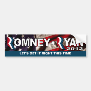 Romney/Ryan 2012 - få det HÖGER denna tid Bildekal