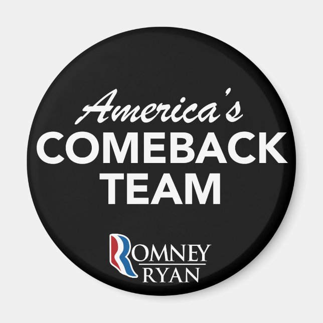 Romney Ryan America's Comeback Team Round (Black) Magnet (Framsidan)