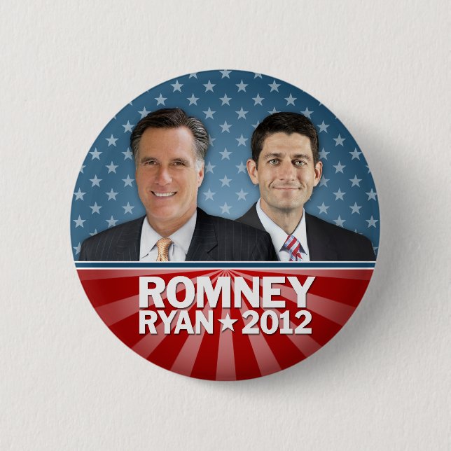 Romney Ryan - Jugate med Stars och stripes Knapp (Framsida)