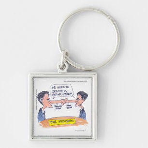 Romney Ryan Pinocchio Merger Funny Gifts & Tees Fyrkantig Silverfärgad Nyckelring