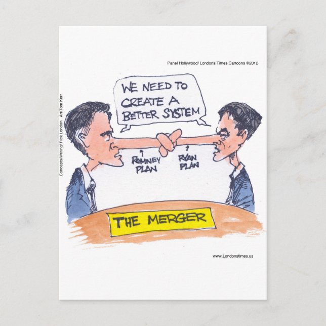 Romney Ryan Pinocchio Merger Funny Gifts & Tees Vykort (Framsida)