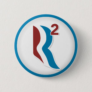 Romney Ryan R kvadrerad logotyprunda (vit) Knapp