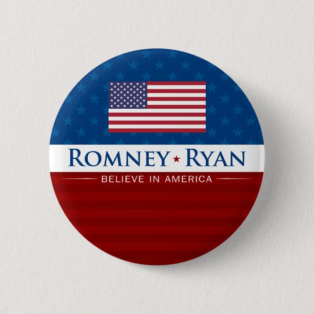 Romney & Ryan tror i Amerika Knapp (Framsida)