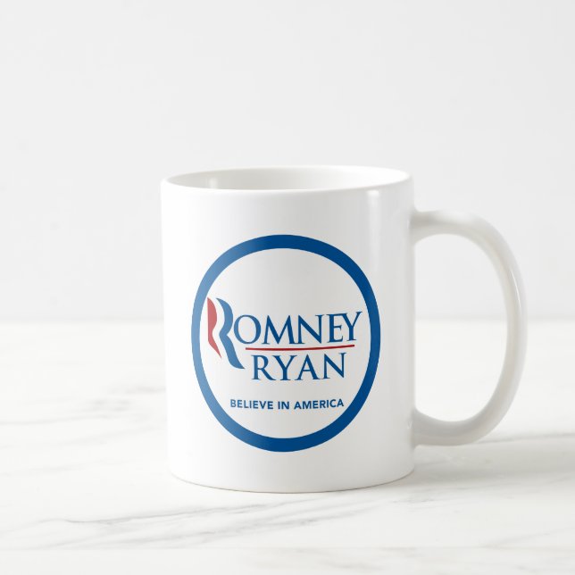 Romney Ryan tror i gräns för Amerika rundablått Kaffemugg (Höger)
