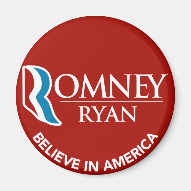 Romney Ryan tror på America Round Red Magnet (Framsidan)