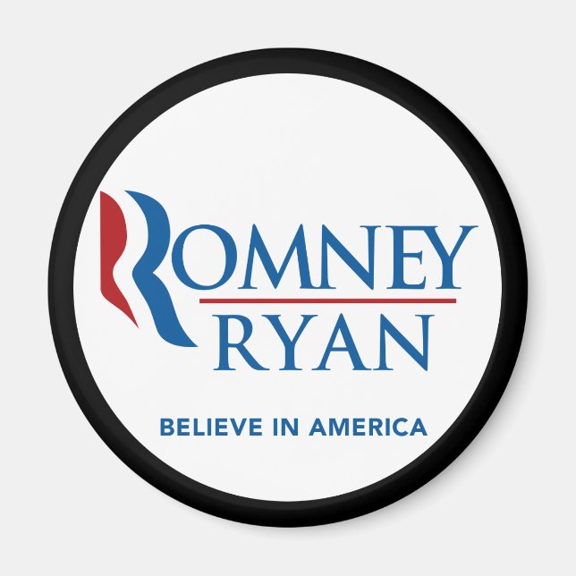 Romney Ryan tror på Amerika Black Gräns Magnet (Framsidan)