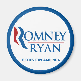 Romney Ryan tror på Amerika Round Blue Gräns Magnet