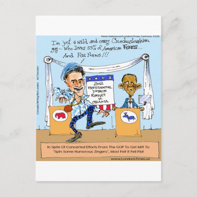 Romney Tries Zingers på Obama Funny Gifts & Cards Vykort (Framsida)