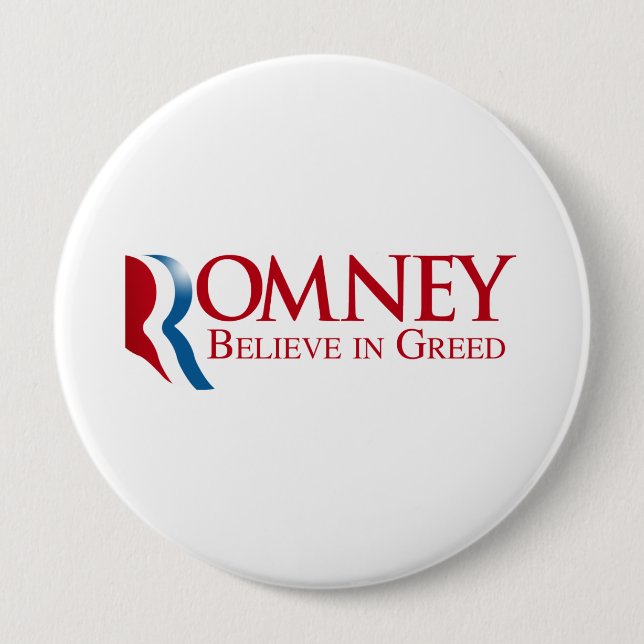 Romney - tro i girighet knapp (Framsida)