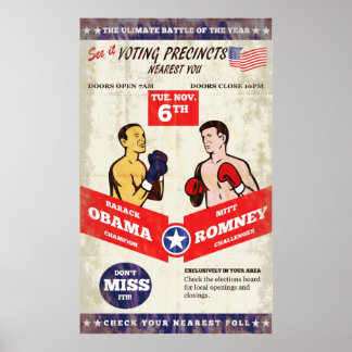 Romney Vs Obama American Elections 2012 Boxing Pos Poster