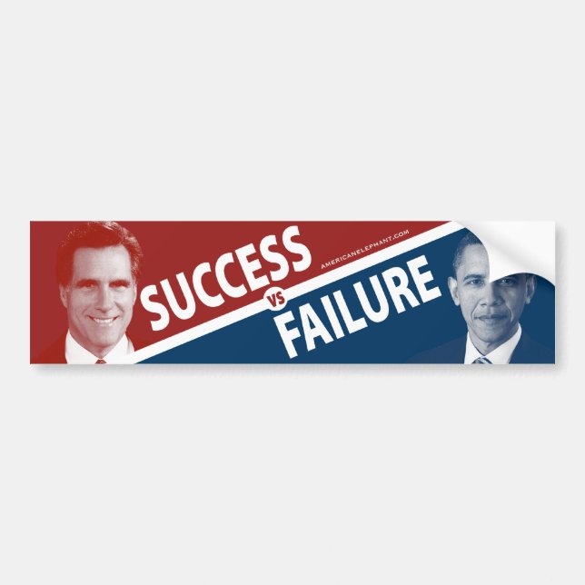 Romney Vs. Obama - framgång Vs. fel Bildekal (Framsidan)