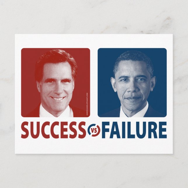 Romney Vs. Obama - Success Vs. Failure Vykort (Framsida)