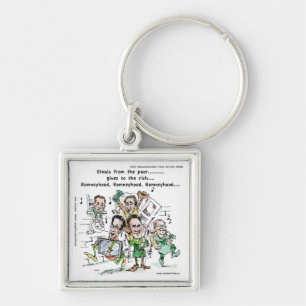 RomneyHood Funny presenterar Mugg Tees Cards etc. Fyrkantig Silverfärgad Nyckelring