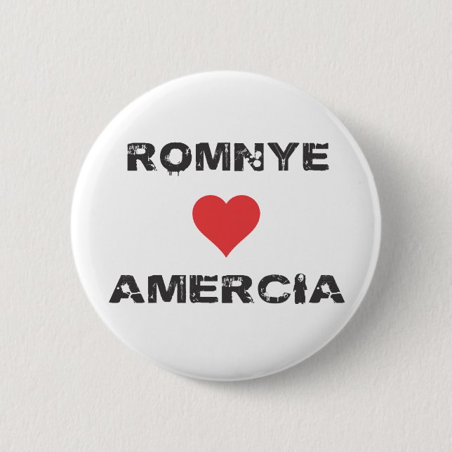 Romnye Luvs Amercia Pinback klämmer fast Knapp (Framsida)