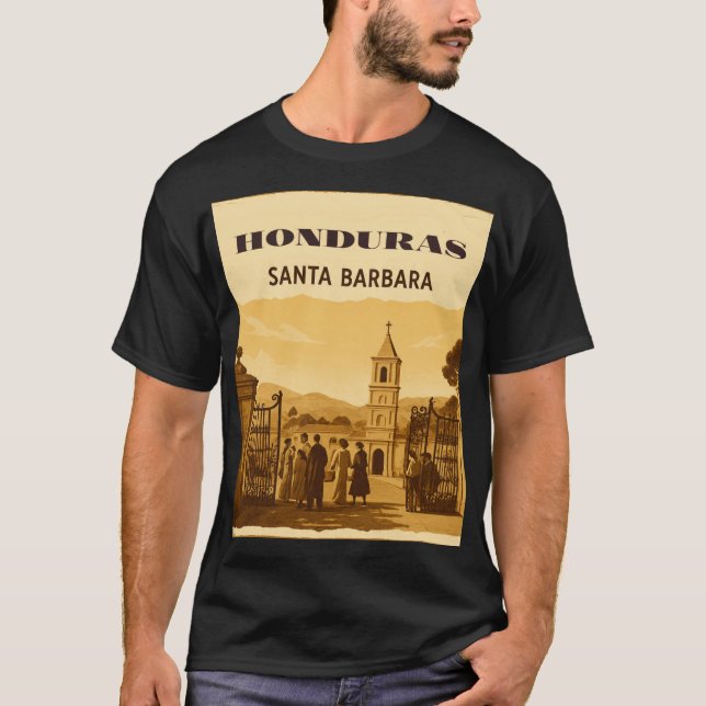 Rompecabezas  Honduras Santa Barbara Retro poster T Shirt (Framsida)