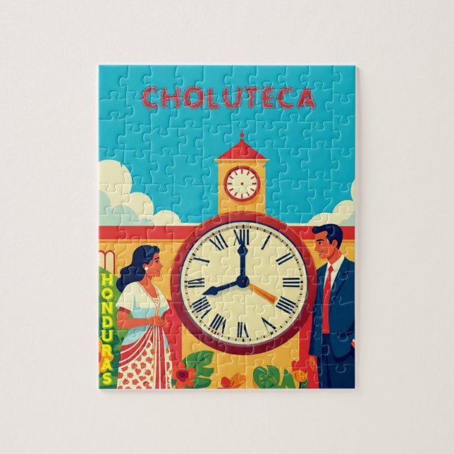  ROMPECABEZASHonduras CHOLUTECA RELOJ Retro poster Pussel (Vertikal)