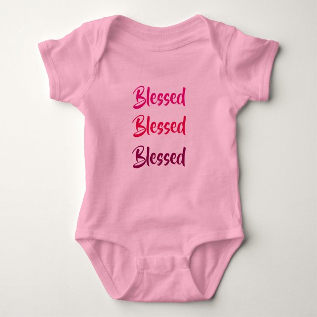 Romper "Blessed x3" roze. T Shirt (Framsida)