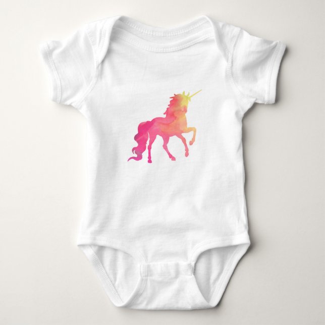Romper för vattenfärgUnicornbebis Tee Shirt (Framsida)